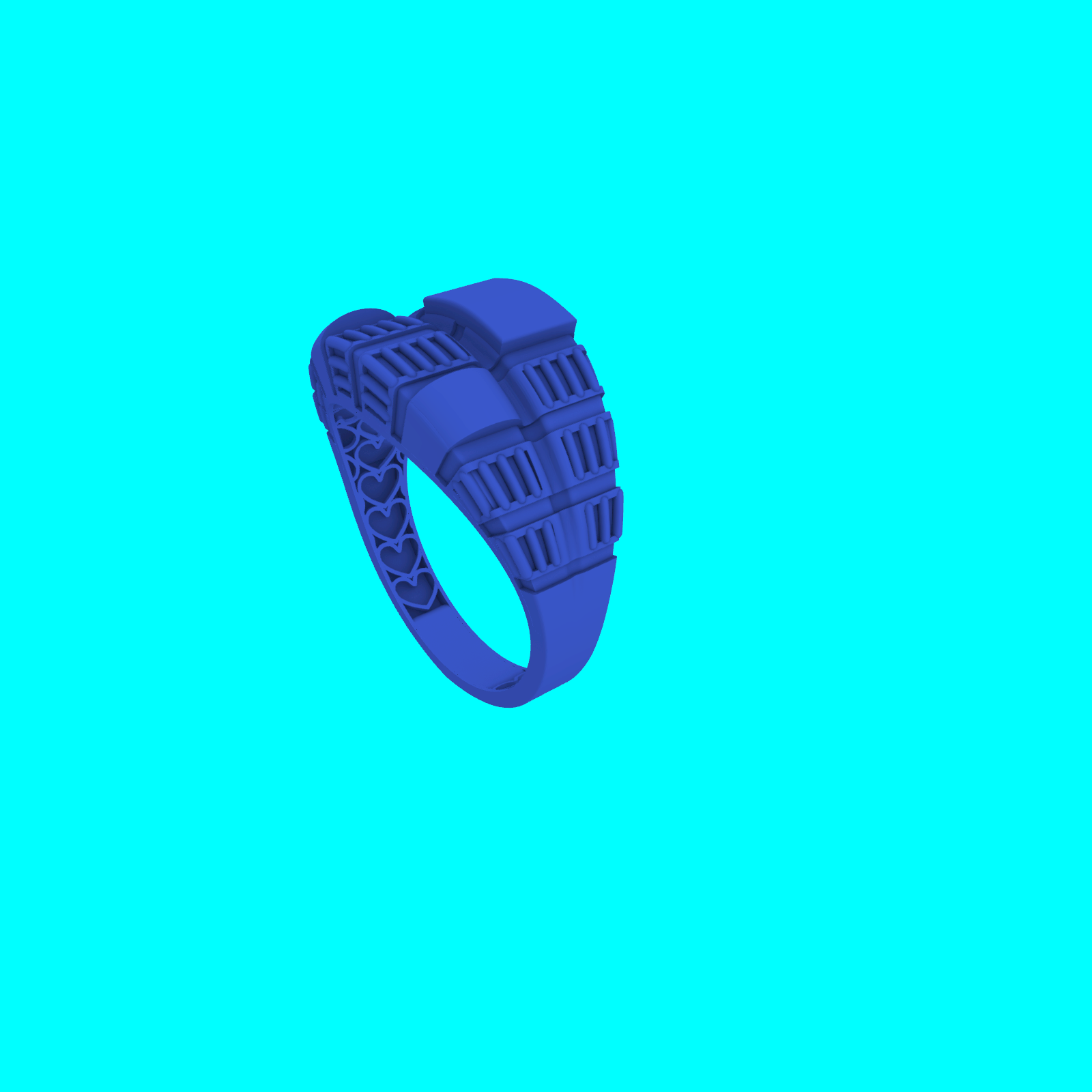 Wide Ring with Ribbed Geometric Panels — view 5