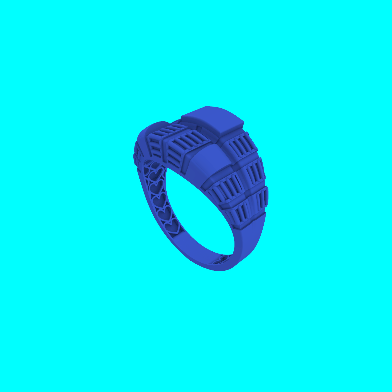 Wide Ring with Ribbed Geometric Panels — view 6