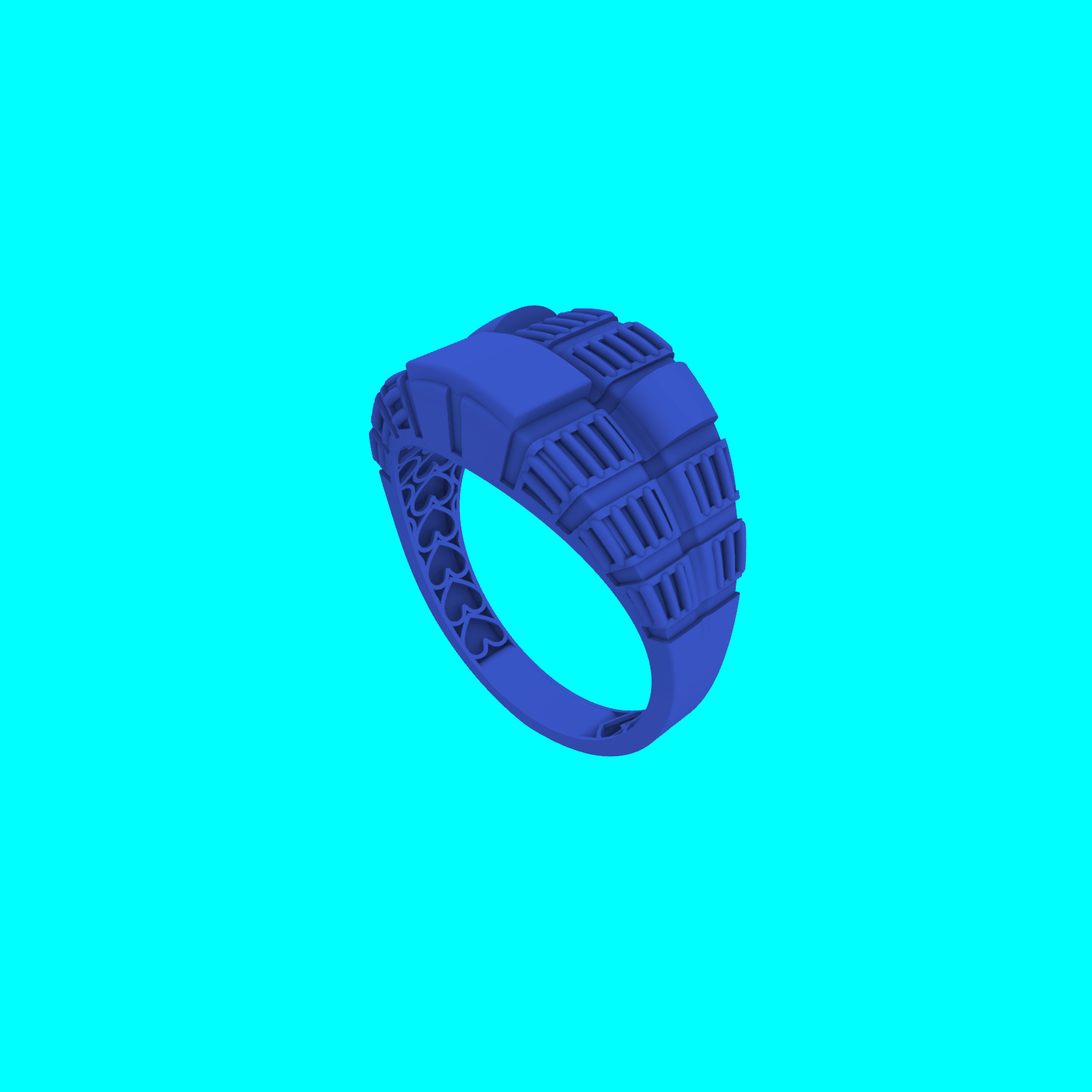 Wide Ring with Ribbed Geometric Panels — view 8