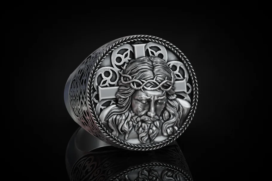 Jesus Christ Crown of Thorns Signet Ring