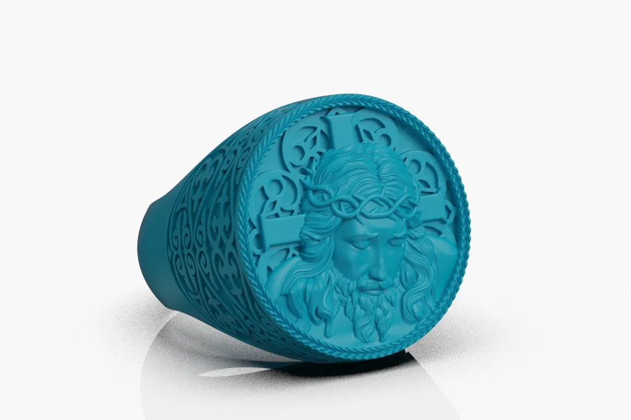 Jesus Christ Crown of Thorns Signet Ring — view 3