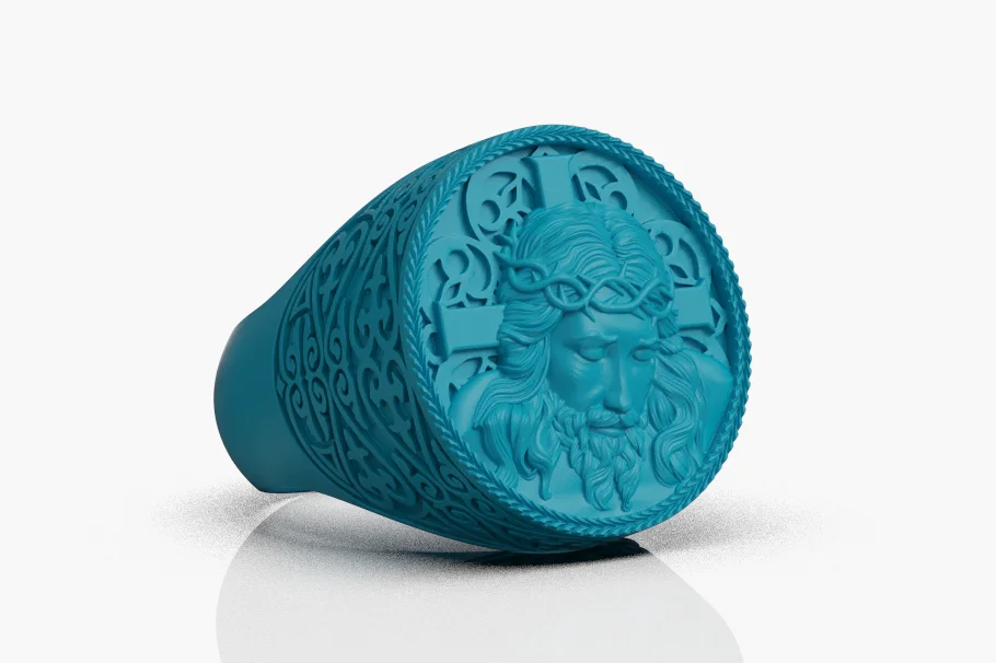 Jesus Christ Crown of Thorns Signet Ring — view 5