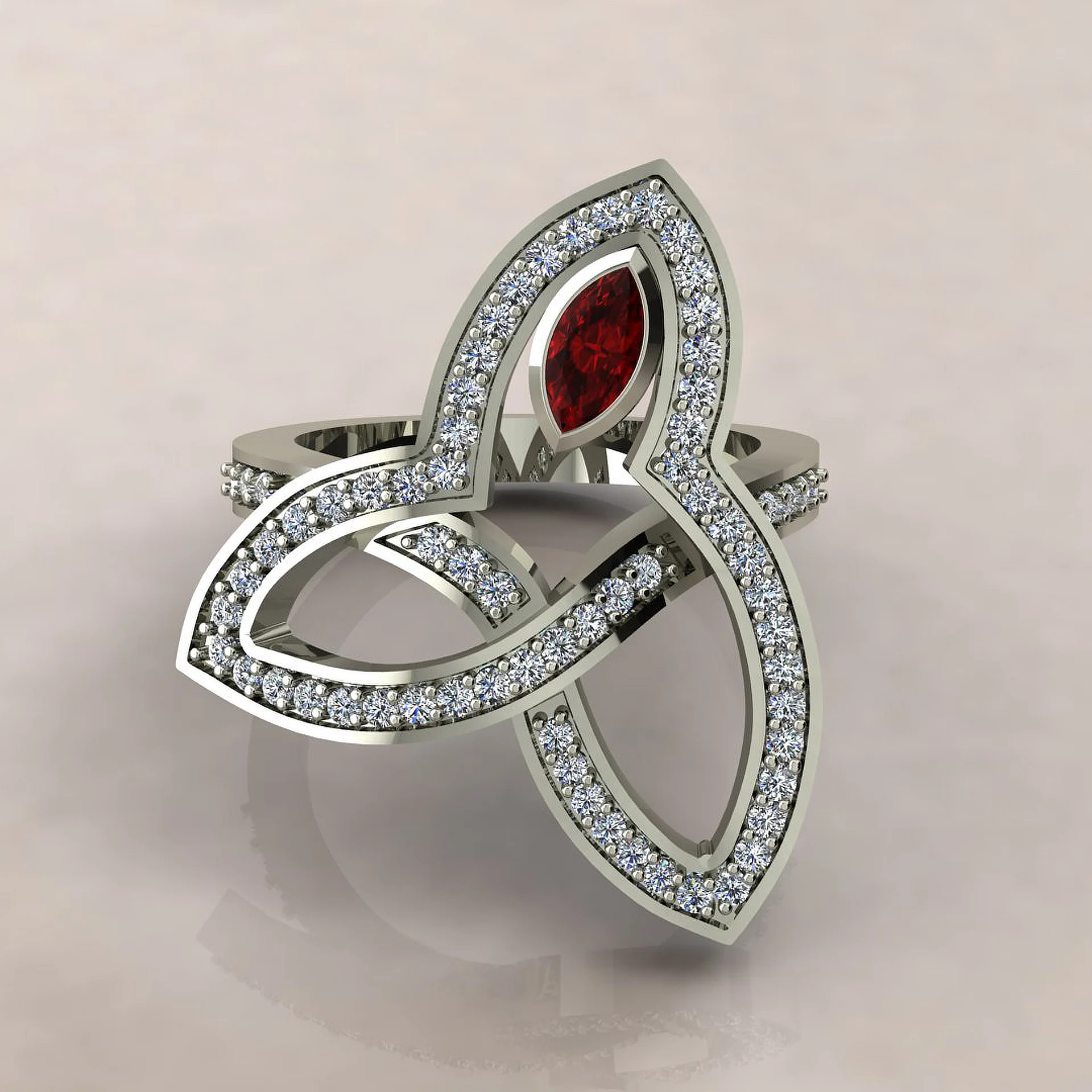 Marquise Gemstone Knot Ring Jewelry 3D Model