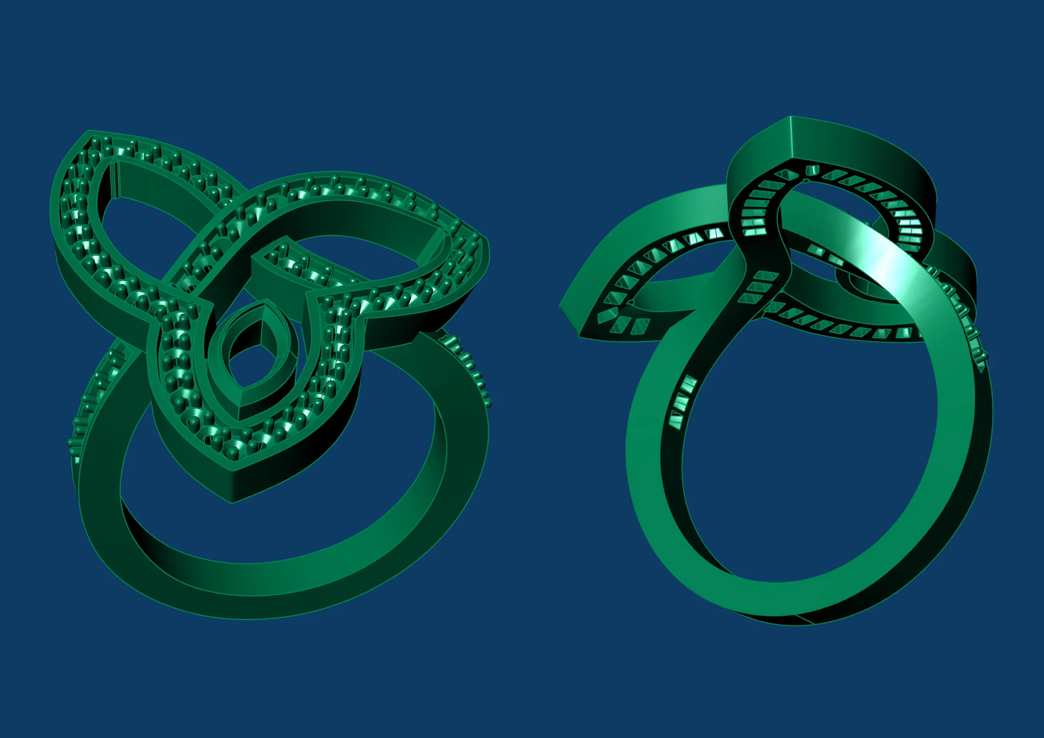 Marquise Gemstone Knot Ring Jewelry 3D Model — view 3