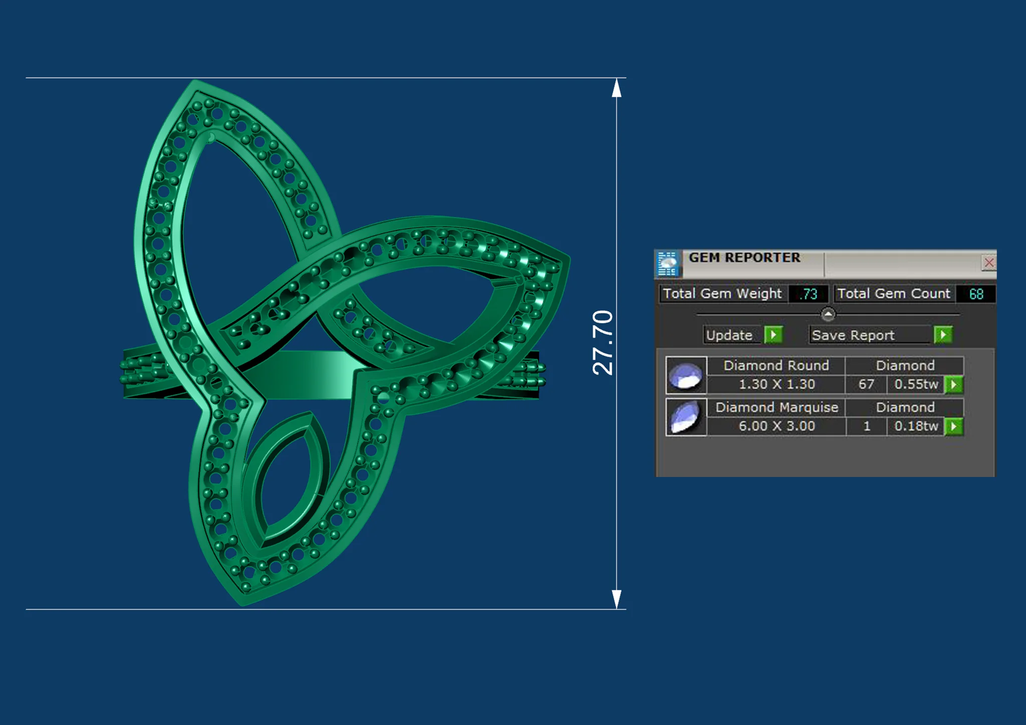 Marquise Gemstone Knot Ring Jewelry 3D Model — view 5
