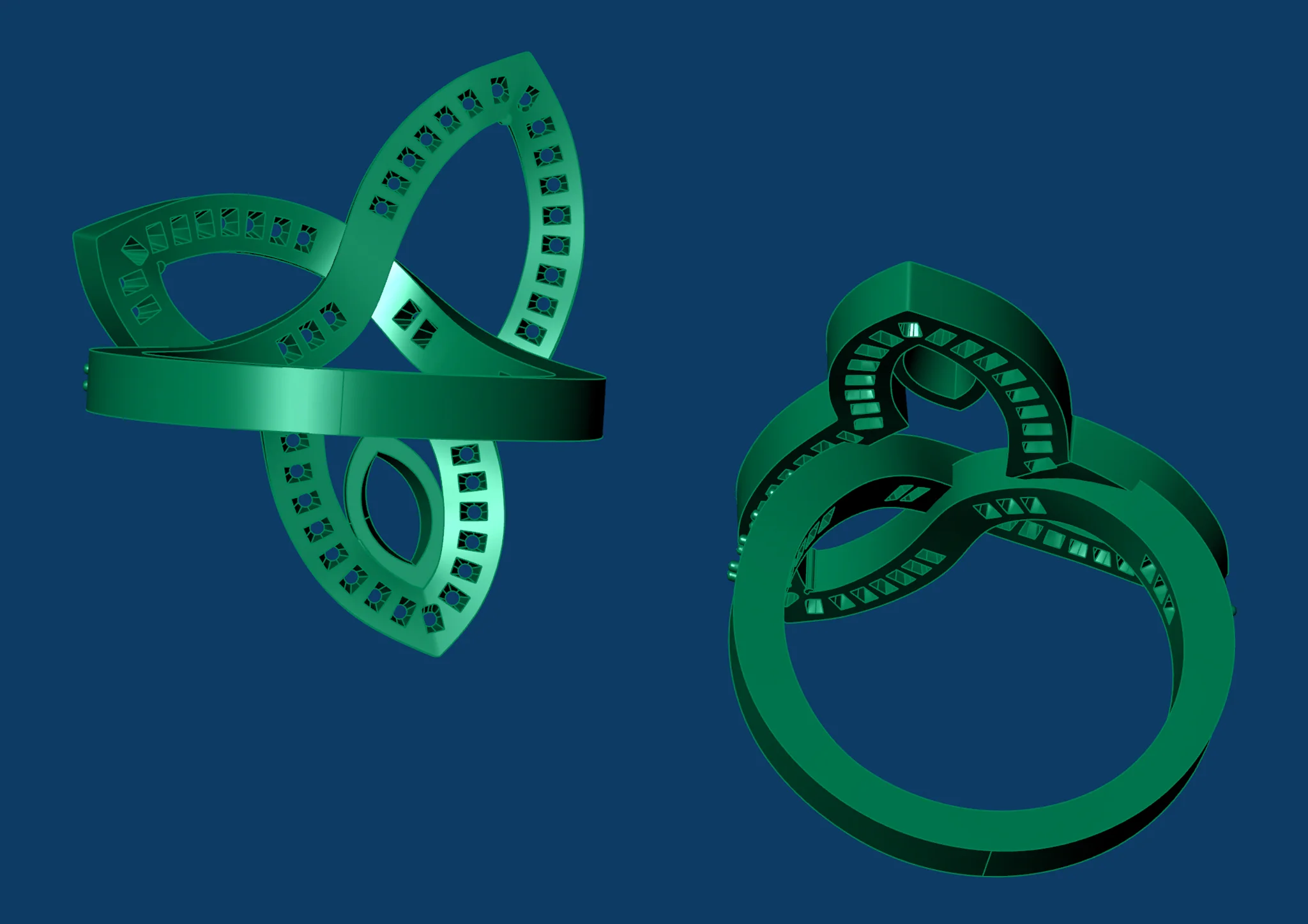 Marquise Gemstone Knot Ring Jewelry 3D Model — view 4