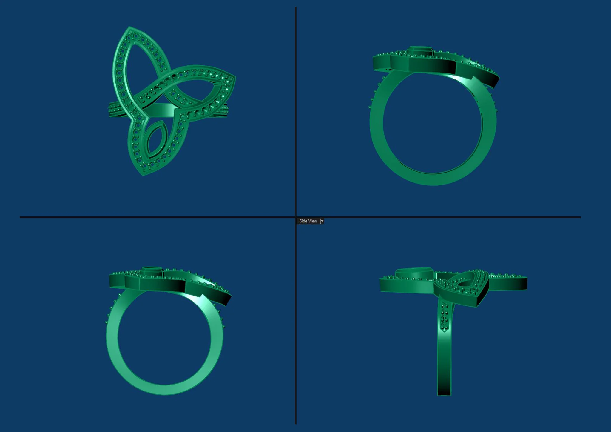 Marquise Gemstone Knot Ring Jewelry 3D Model — view 2
