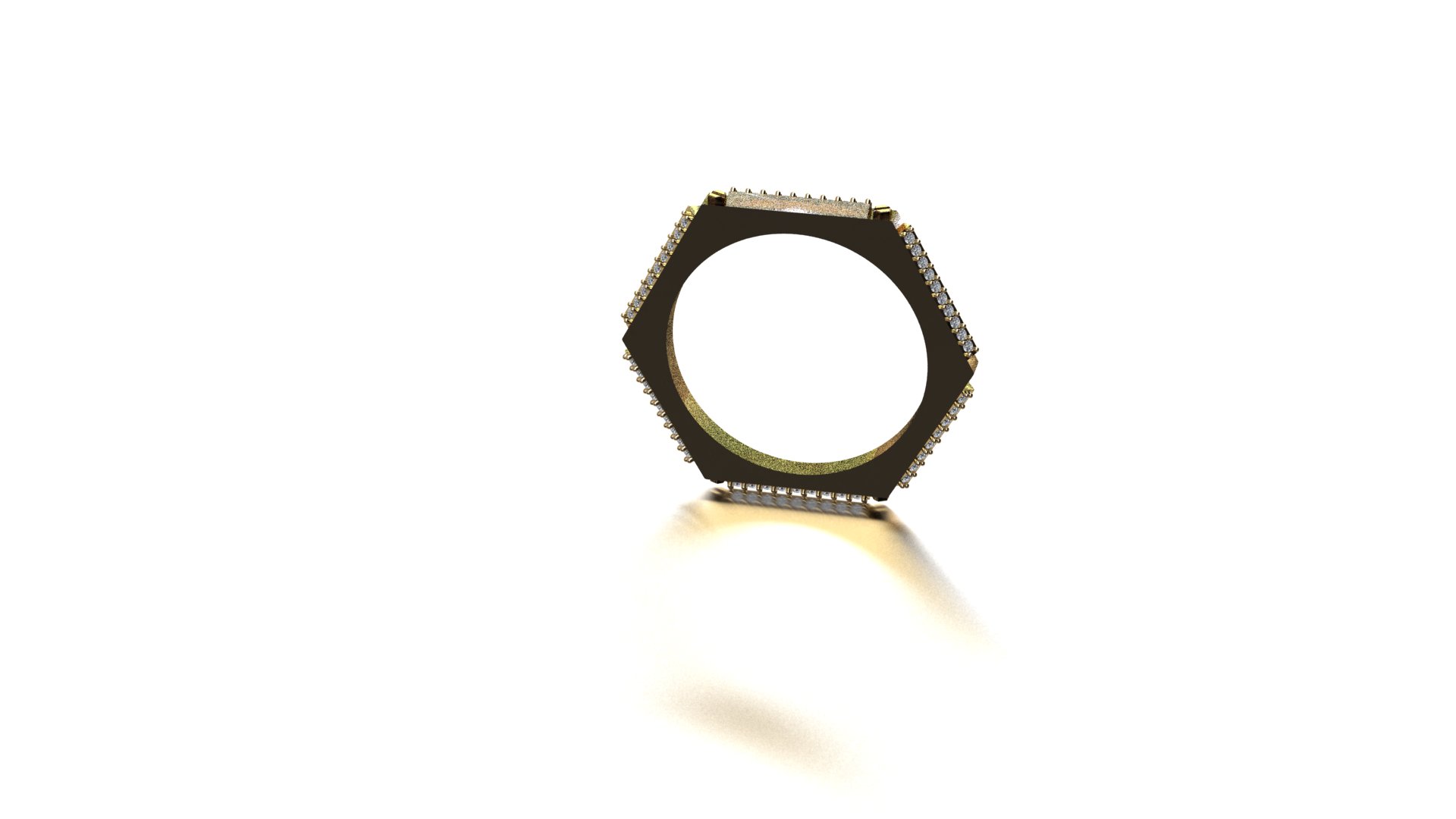 Modern Hexagonal Diamond Row Ring — view 7