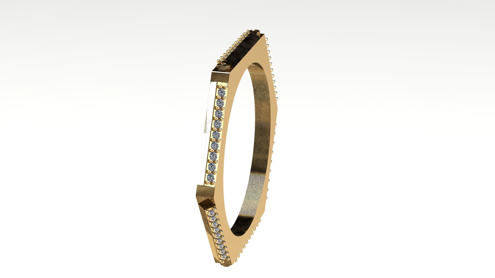 Modern Hexagonal Diamond Row Ring — view 8