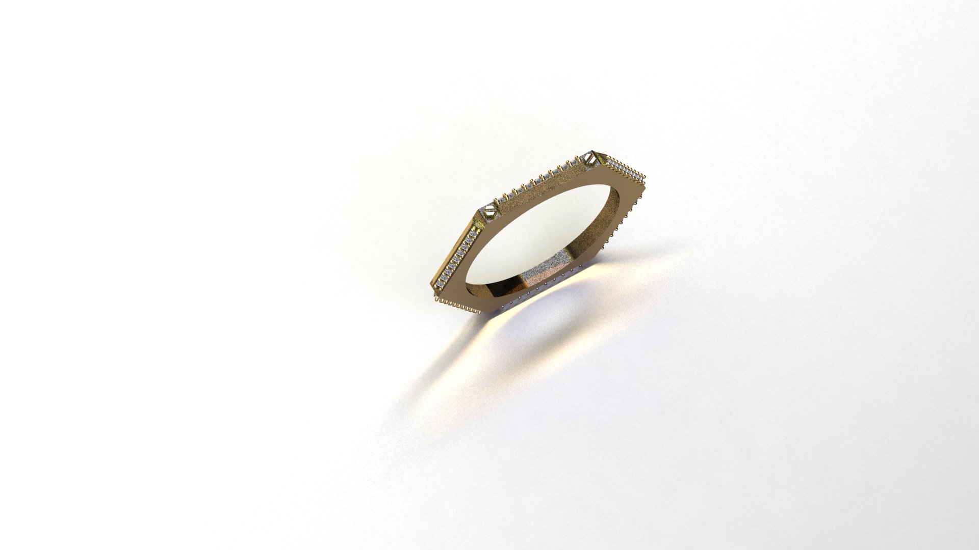Modern Hexagonal Diamond Row Ring — view 6