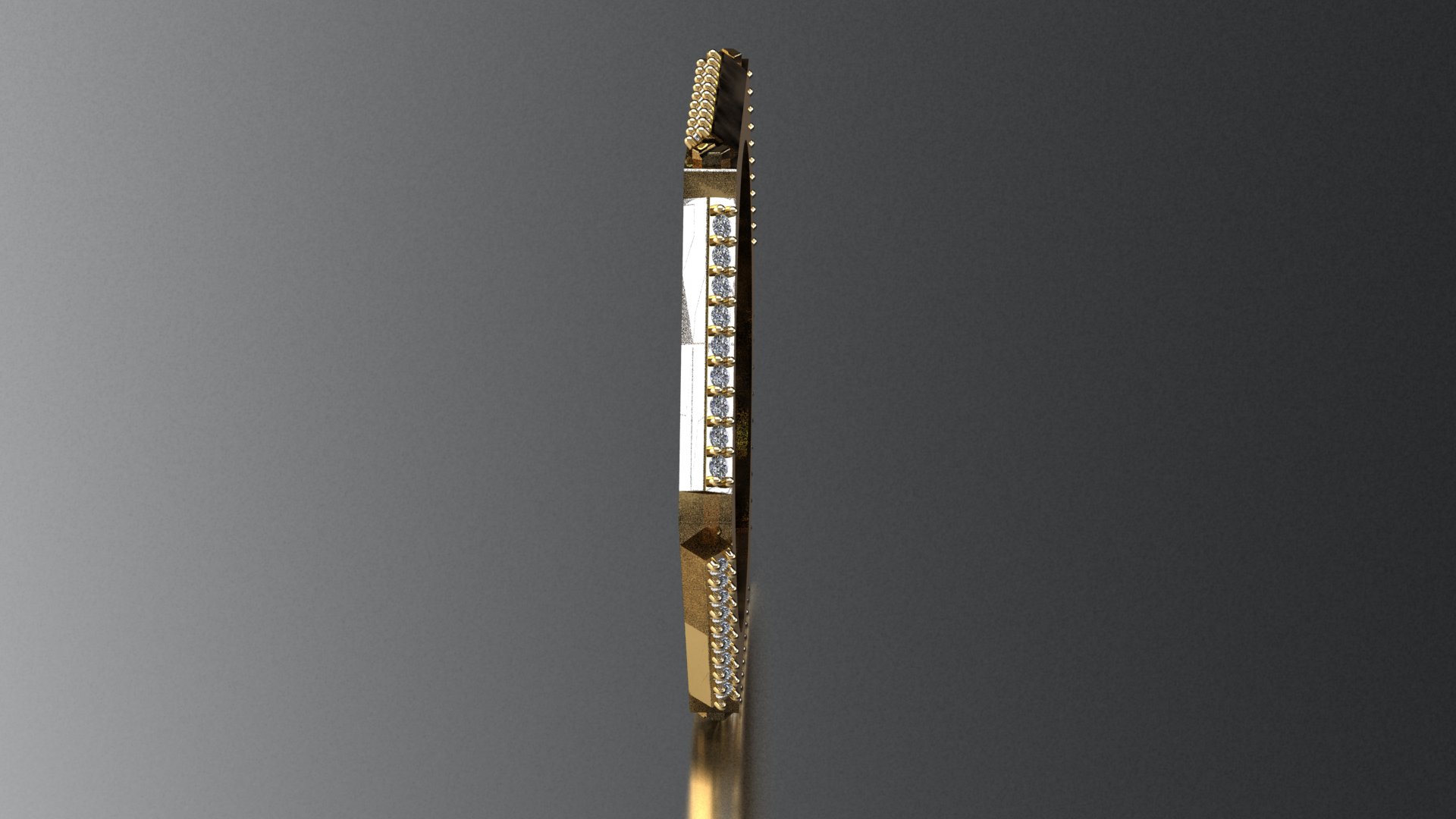 Modern Hexagonal Diamond Row Ring — view 5