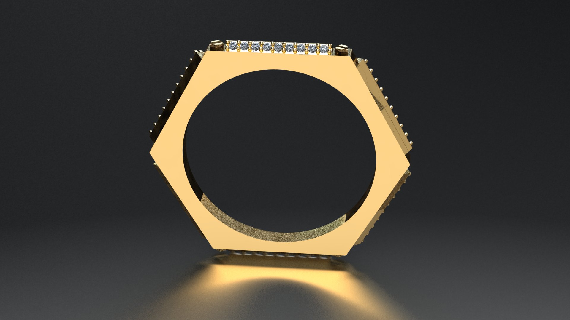 Modern Hexagonal Diamond Row Ring — view 3
