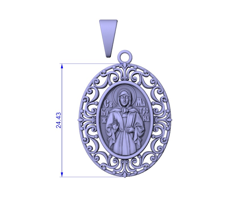 Saint Matrona Orthodox Openwork Icon Pendant — view 6