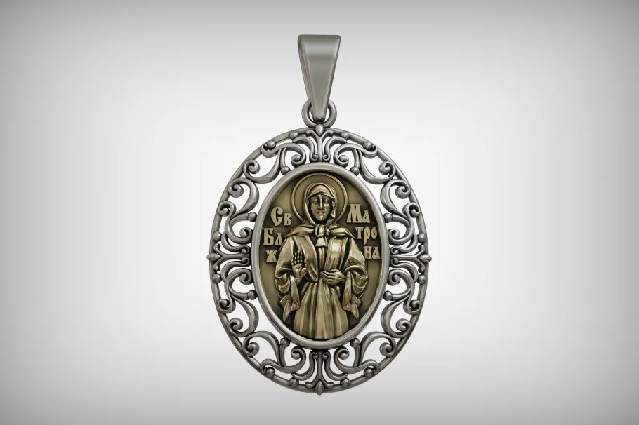 Saint Matrona Orthodox Openwork Icon Pendant — view 8