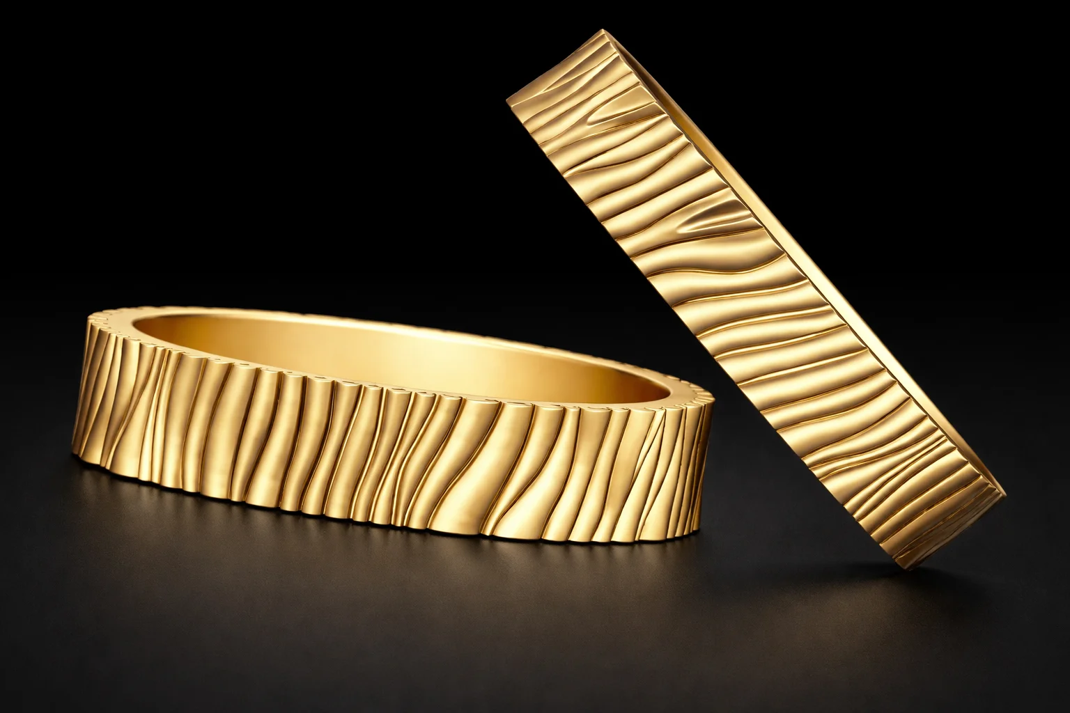 Organic Textured Gold Band Ring — view 2