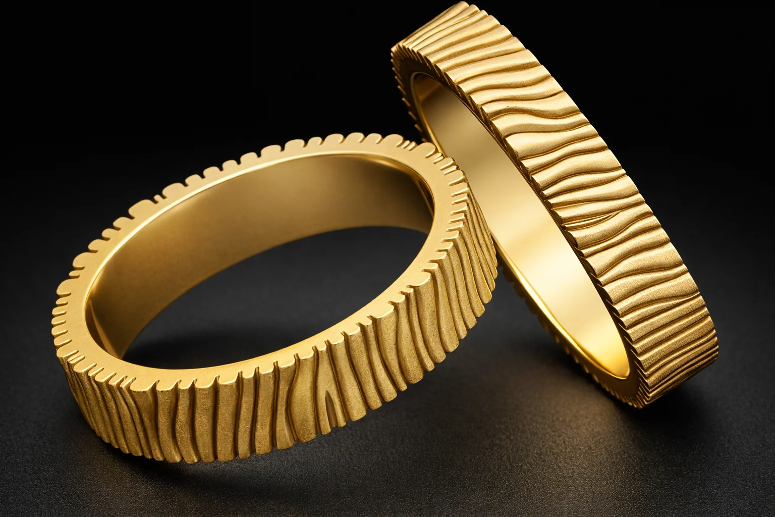 Organic Textured Gold Band Ring — view 4