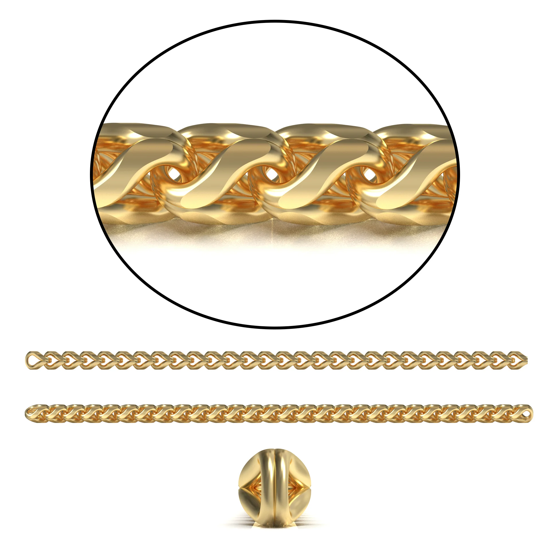 One Piece Gold and Silver Chain 3D Model 3D Print for Casting