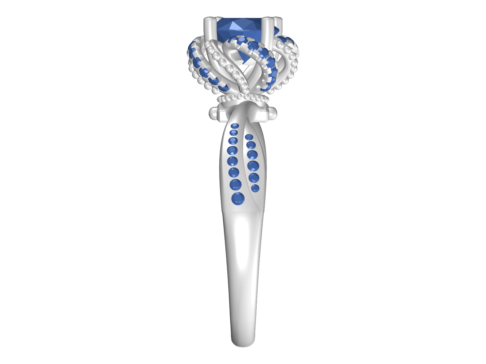 Scalloped Halo Ring with Twisted Pavé Shank — view 3