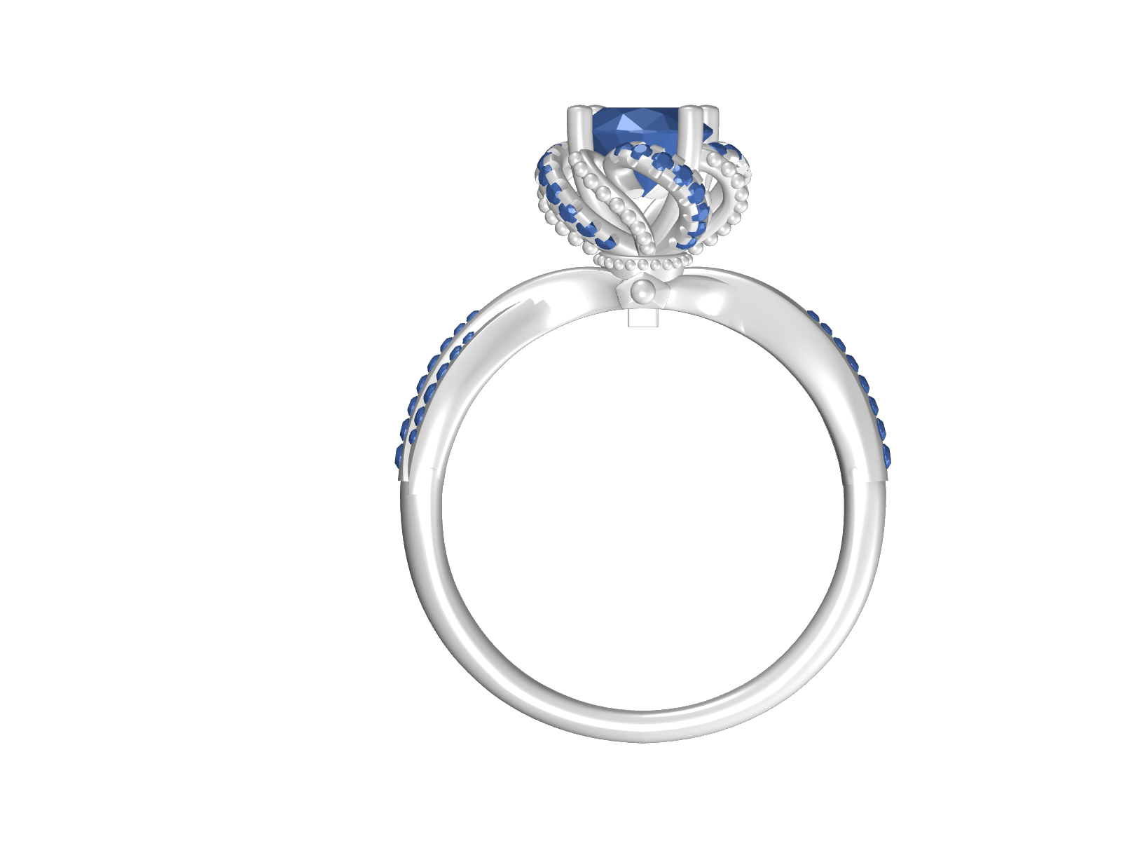 Scalloped Halo Ring with Twisted Pavé Shank — view 2