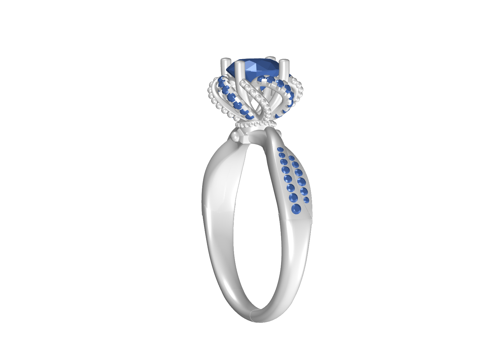 Scalloped Halo Ring with Twisted Pavé Shank — view 6
