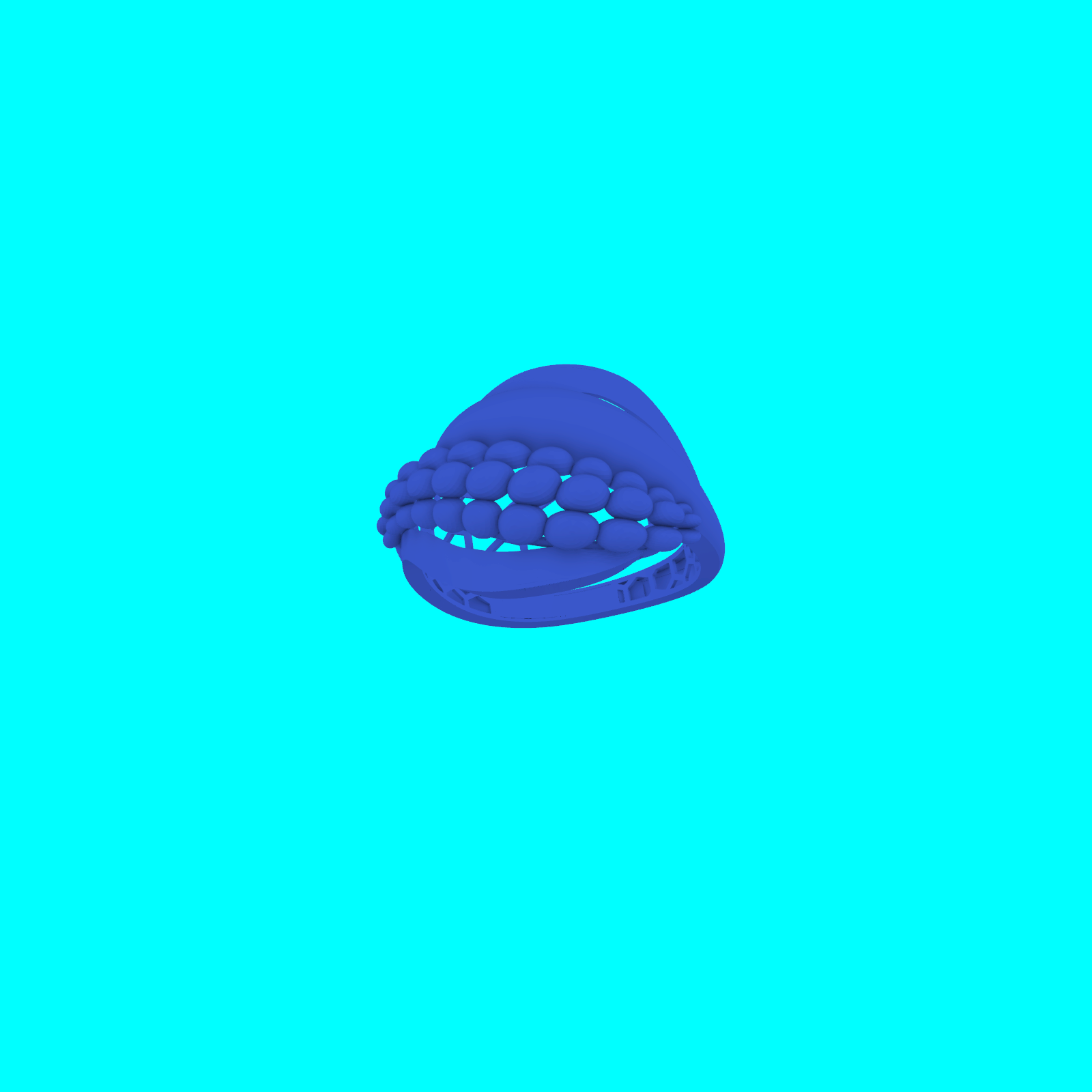 Wide Domed Crossover Ring with Beaded Texture — view 6