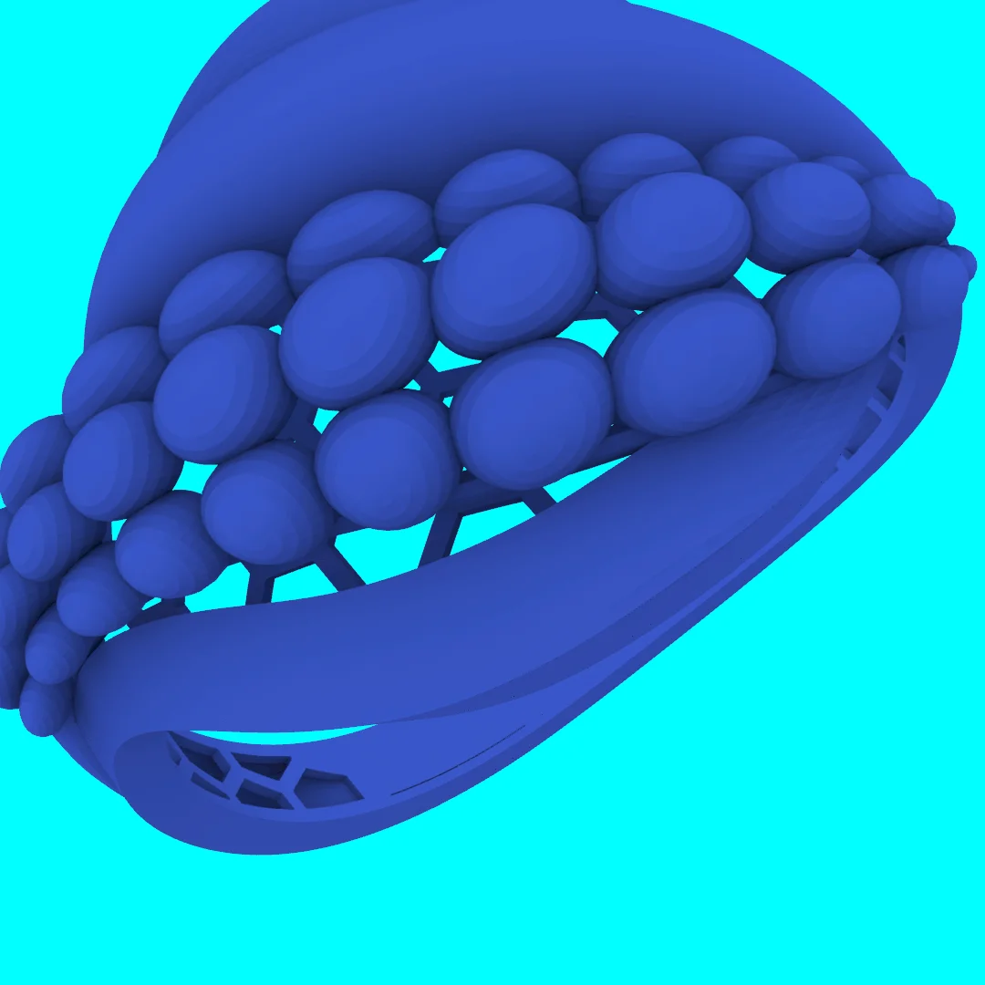 Wide Domed Crossover Ring with Beaded Texture — view 3