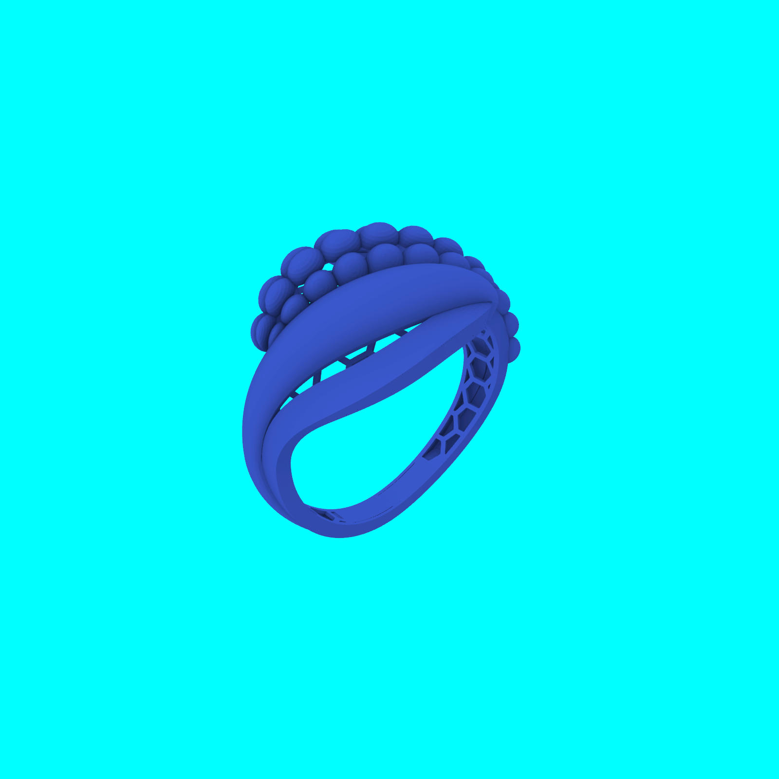 Wide Domed Crossover Ring with Beaded Texture — view 8