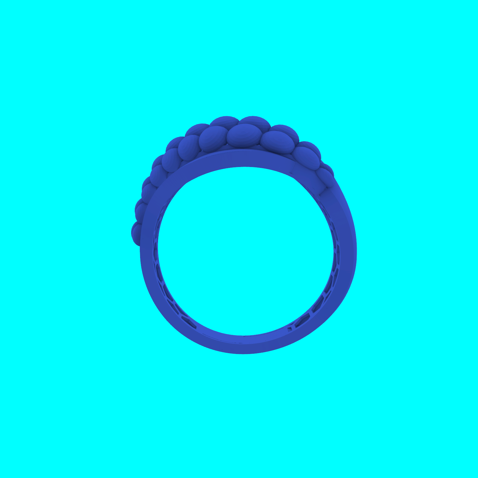 Wide Domed Crossover Ring with Beaded Texture — view 4