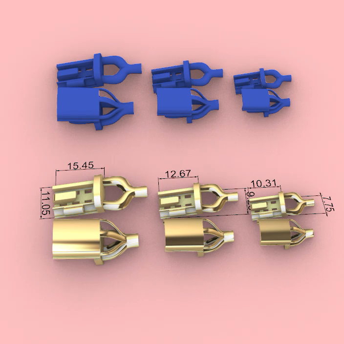 Three-Size Set of Interlocking Cord End Clasps — view 2