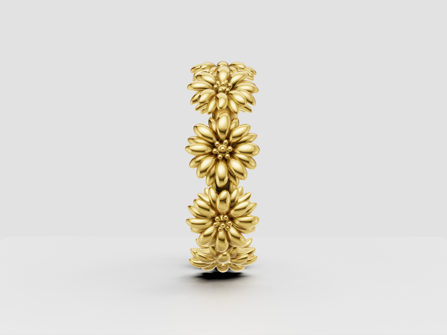Daisy Floral Band Ring 3D Model — view 3