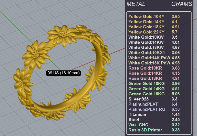 Daisy Floral Band Ring 3D Model — view 6