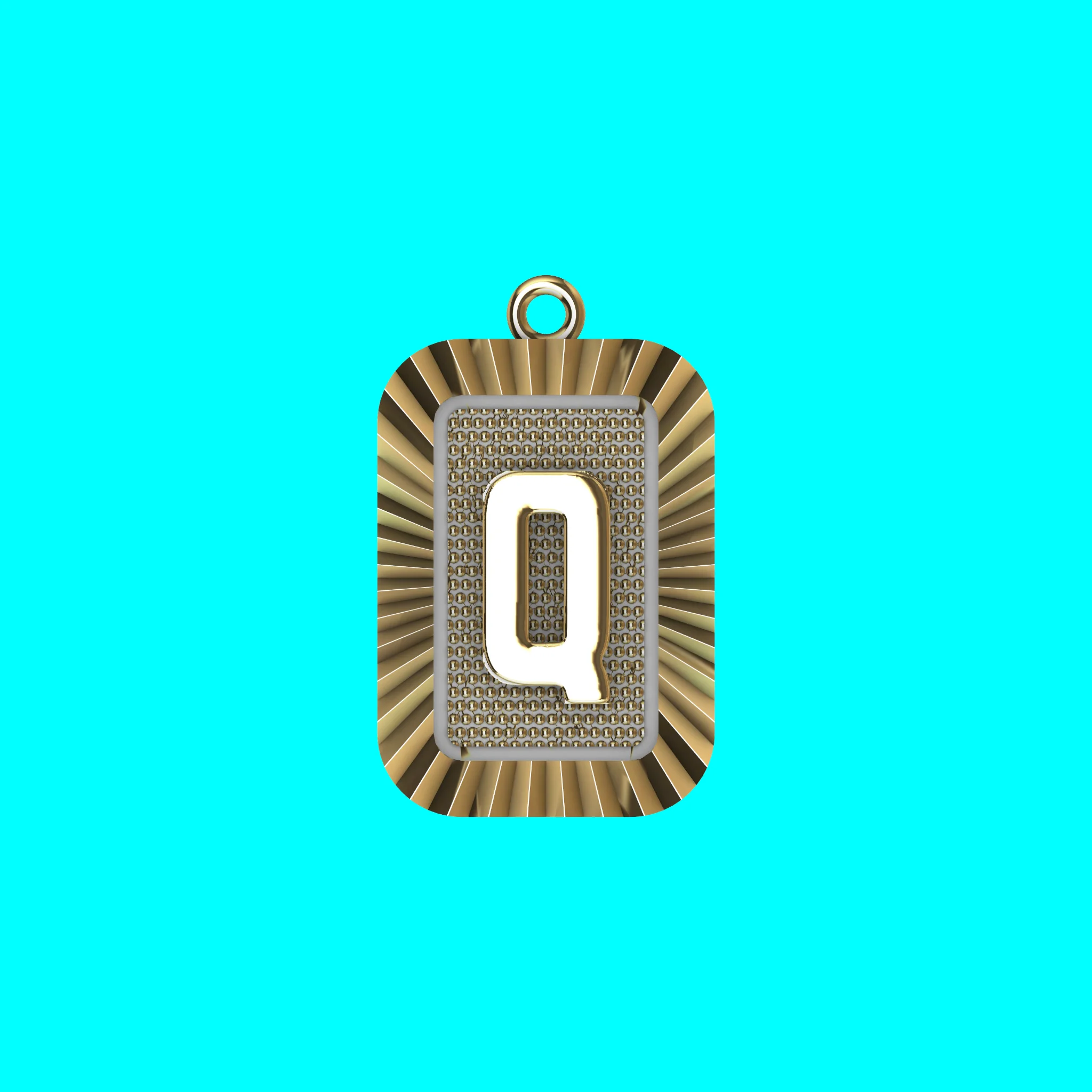 Buy Q Letter Pendant CAD Model Gold Initial Necklace Jewelry — view 4