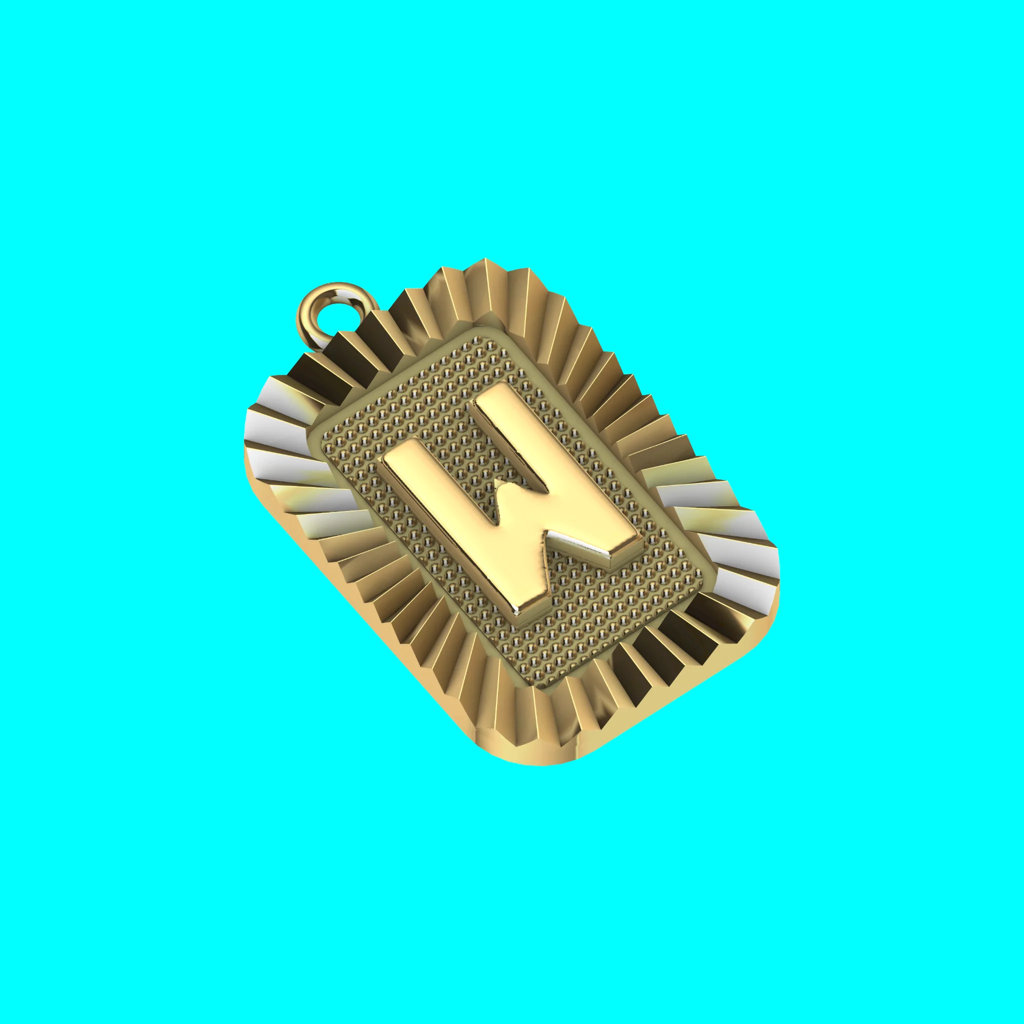 Buy W Initial Pendant CAD Model Gold Alphabet Necklace Jewelry — view 7