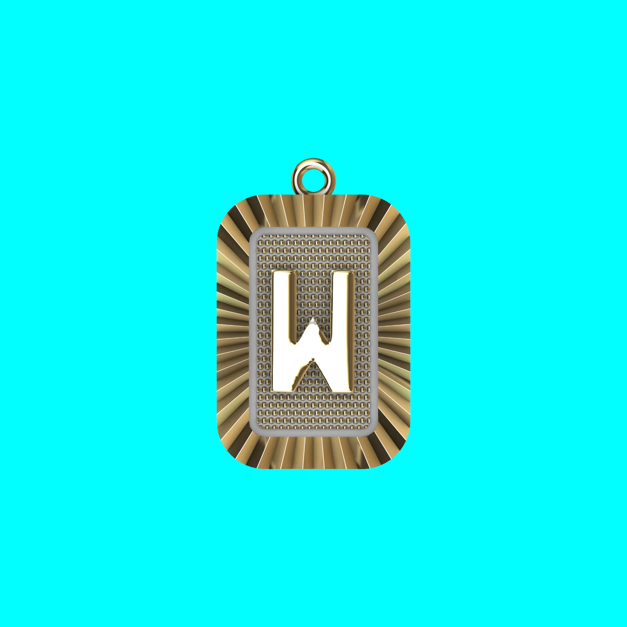 Buy W Initial Pendant CAD Model Gold Alphabet Necklace Jewelry — view 3