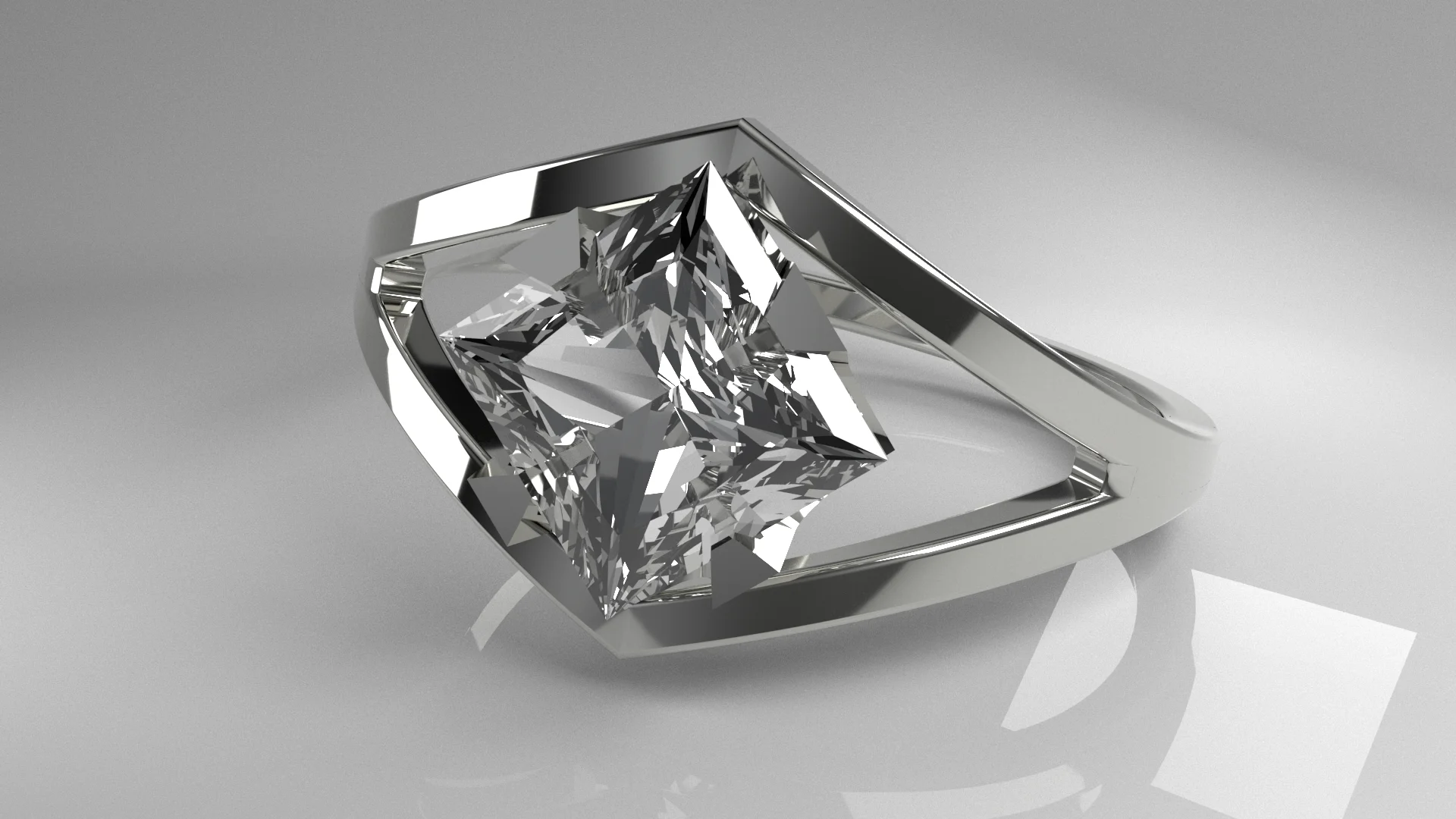 Modern Cage Princess Cut Ring — view 6