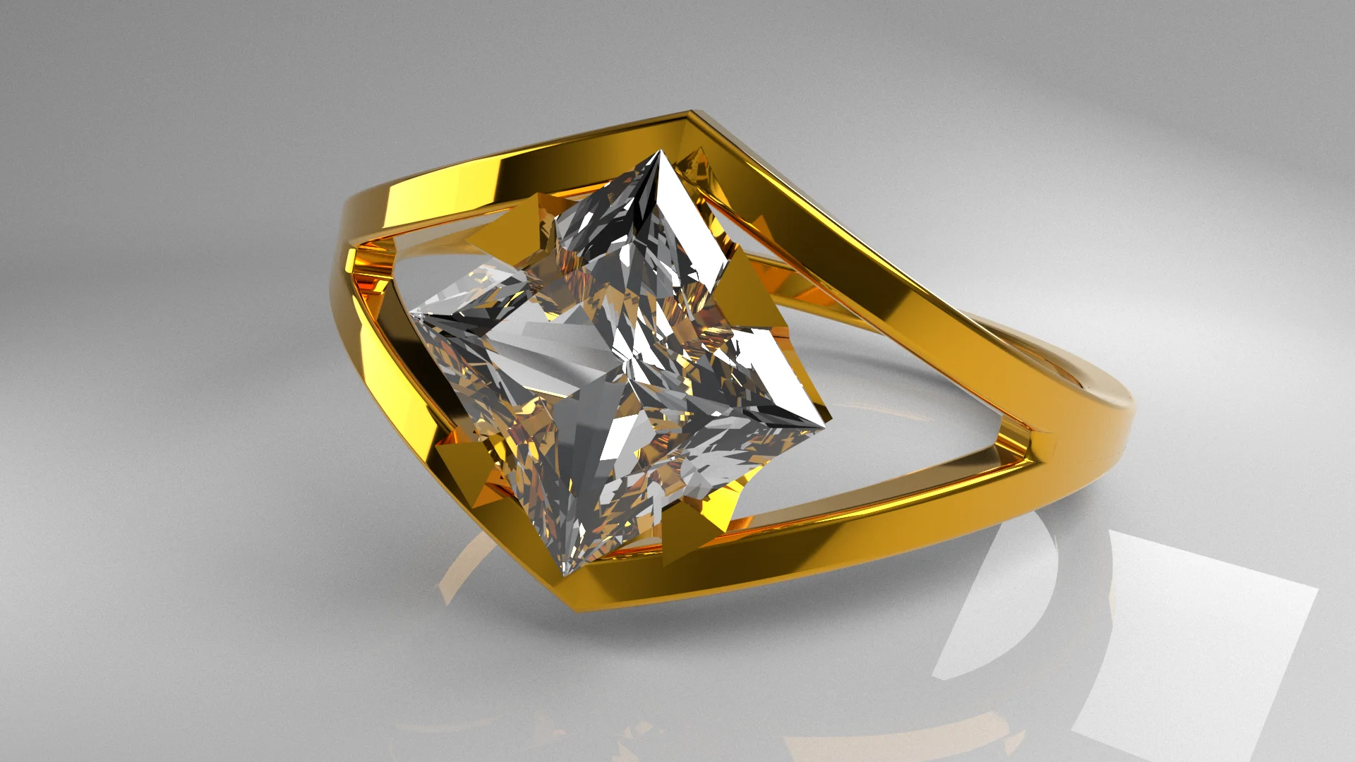 Modern Cage Princess Cut Ring — view 2