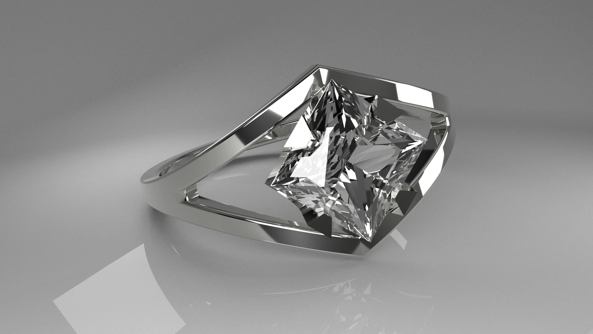 Modern Cage Princess Cut Ring — view 5