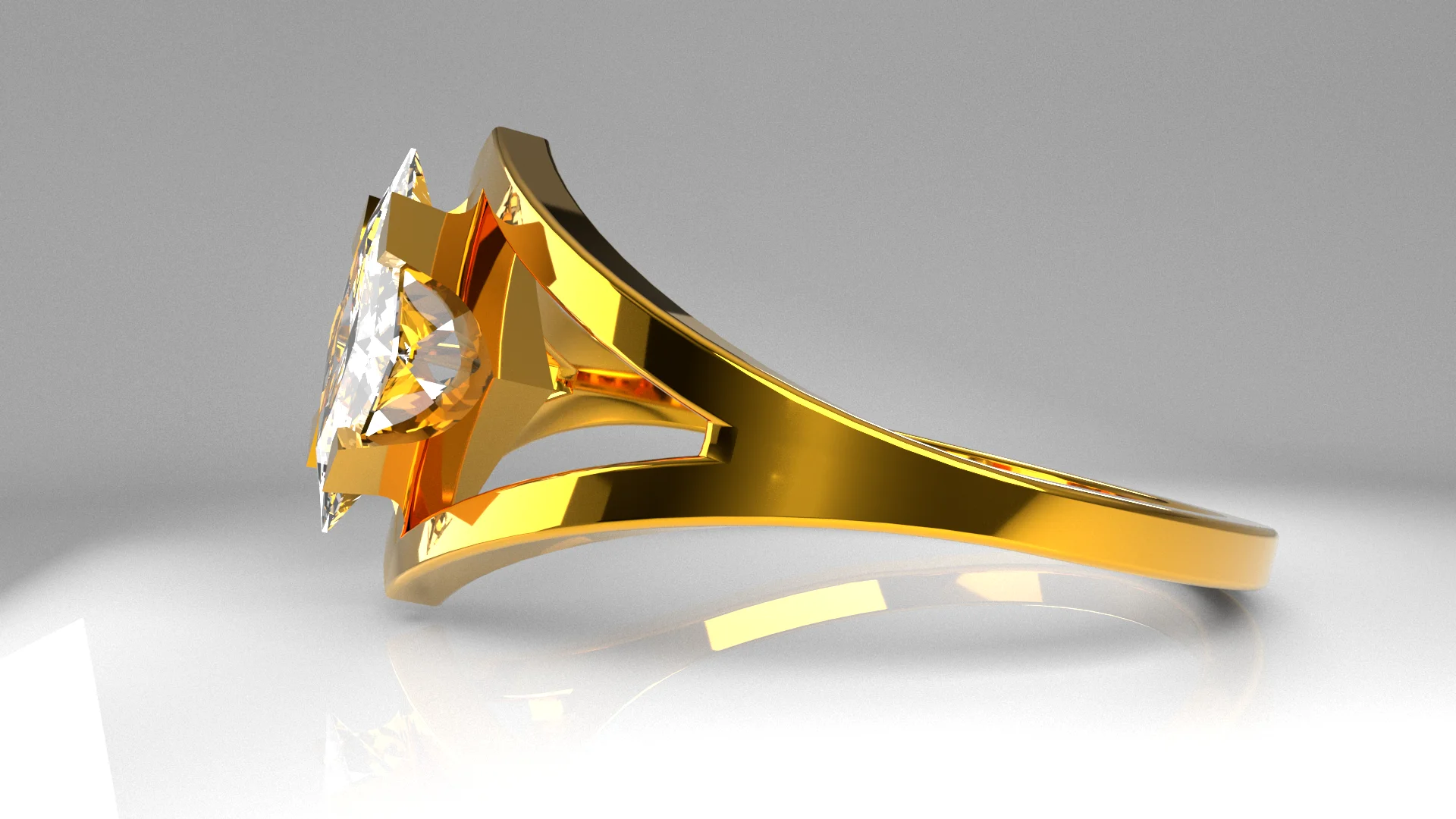 Modern Cage Princess Cut Ring — view 3