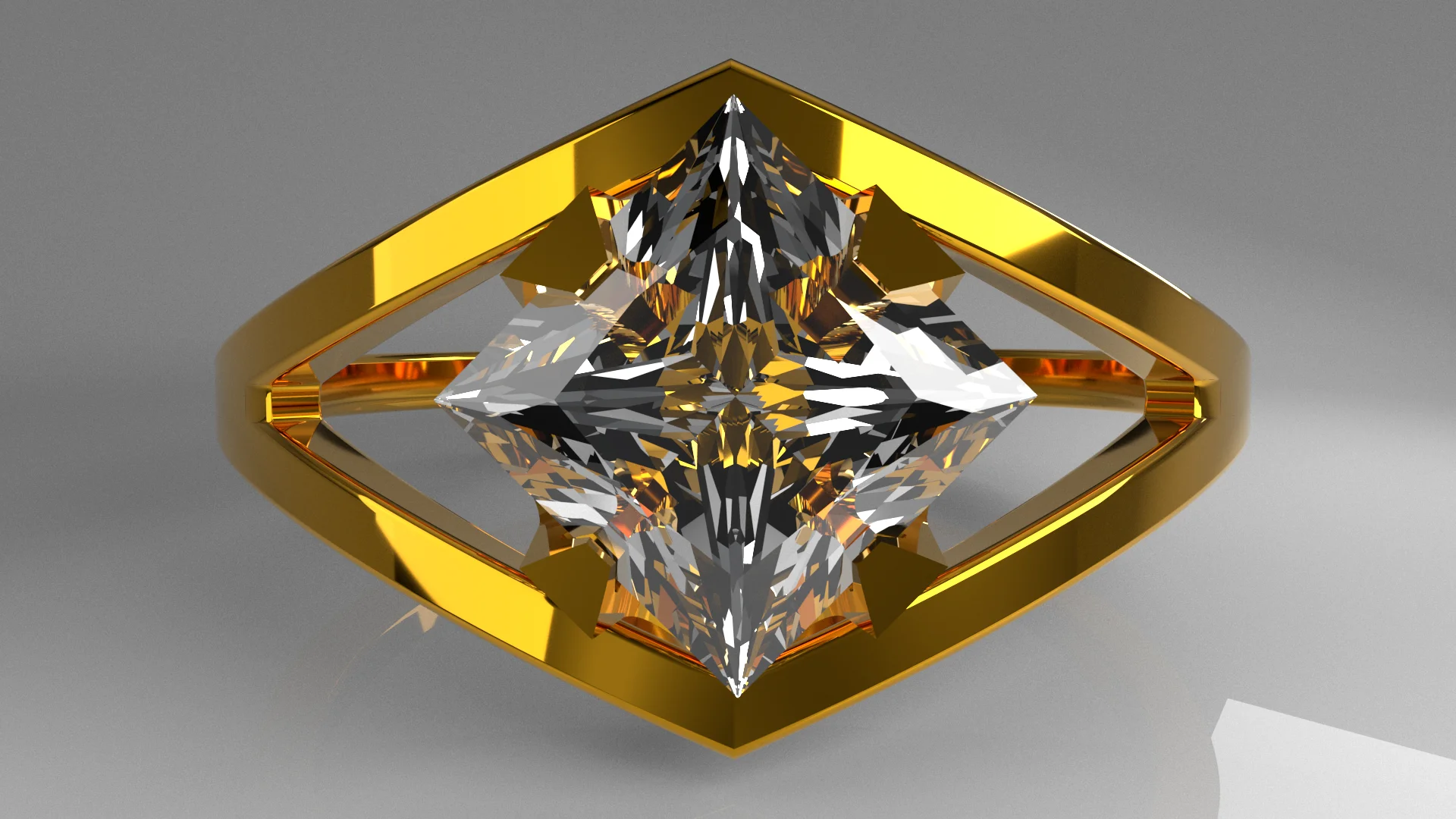 Modern Cage Princess Cut Ring — view 4
