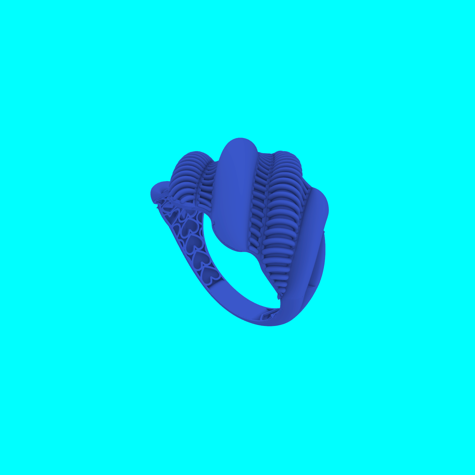 Ribbed Dome Ring with Openwork Heart Shank — view 8