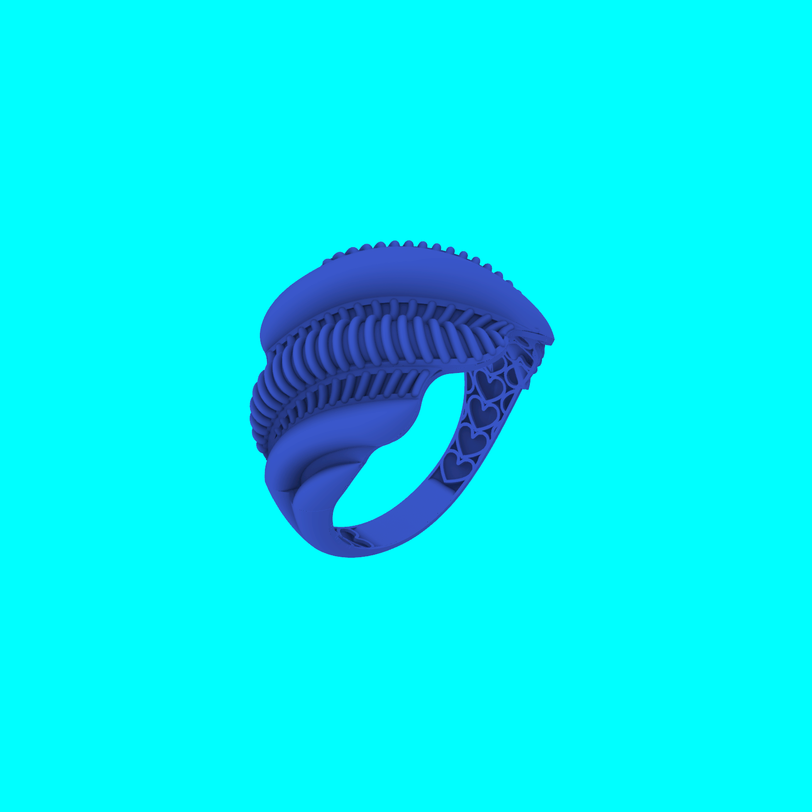 Ribbed Dome Ring with Openwork Heart Shank — view 7