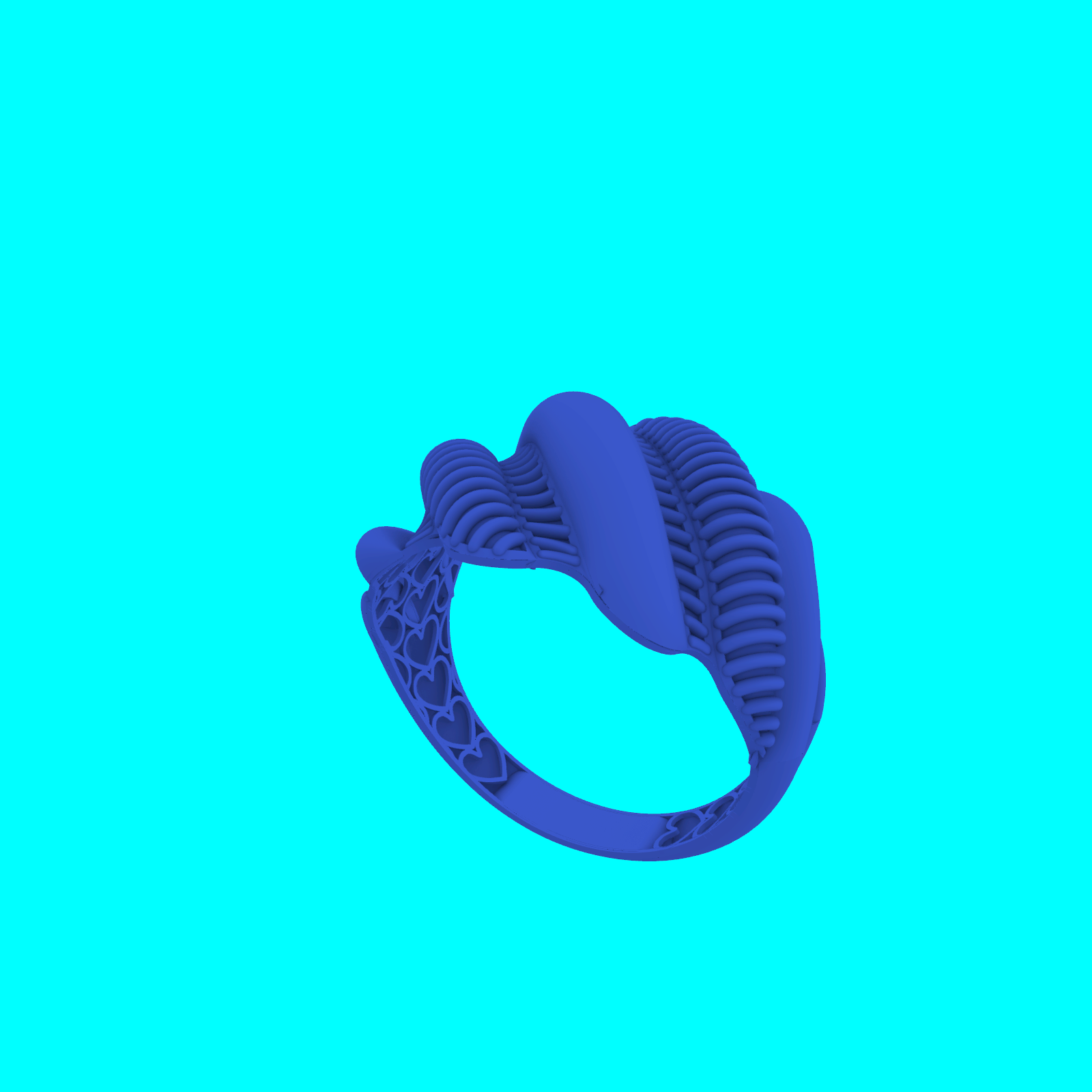 Ribbed Dome Ring with Openwork Heart Shank — view 5