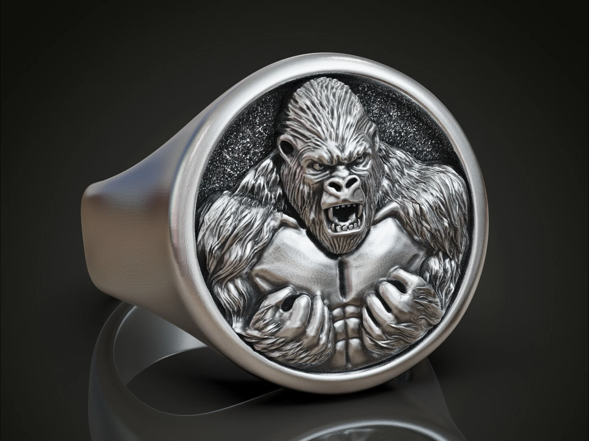 Fierce Gorilla Signet Statement Ring