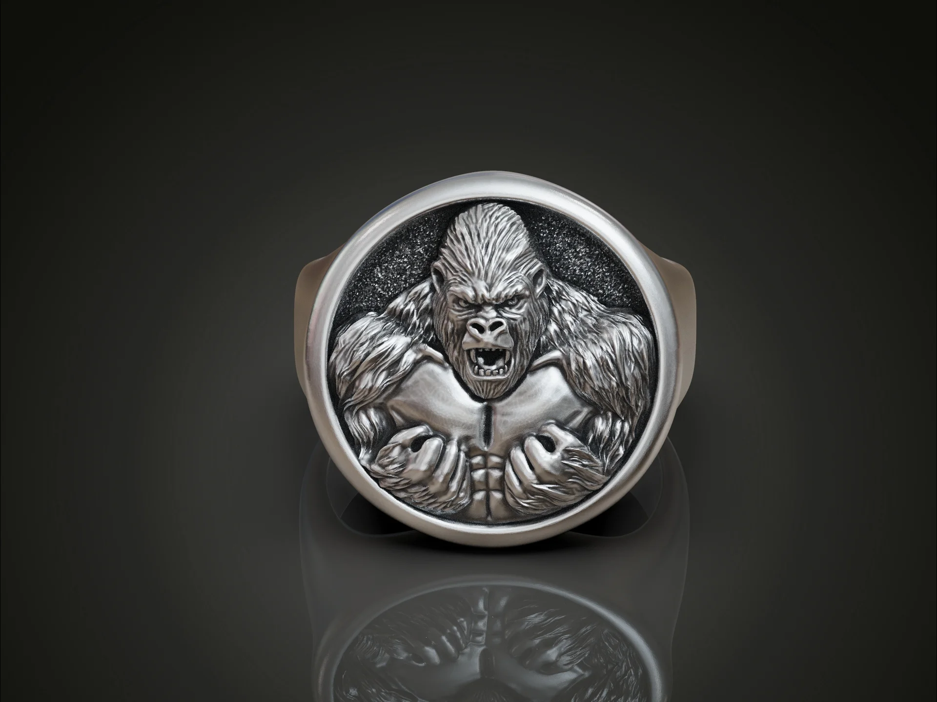 Fierce Gorilla Signet Statement Ring — view 5