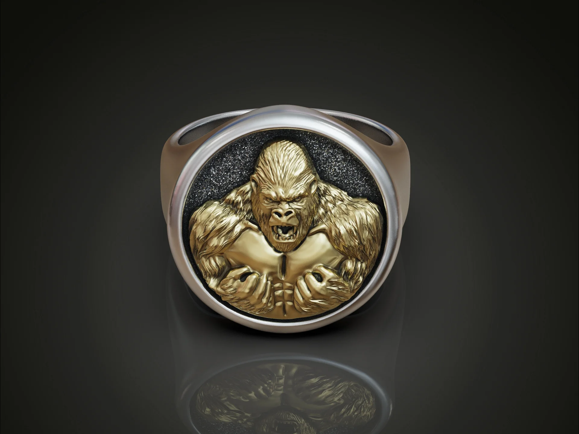 Fierce Gorilla Signet Statement Ring — view 3