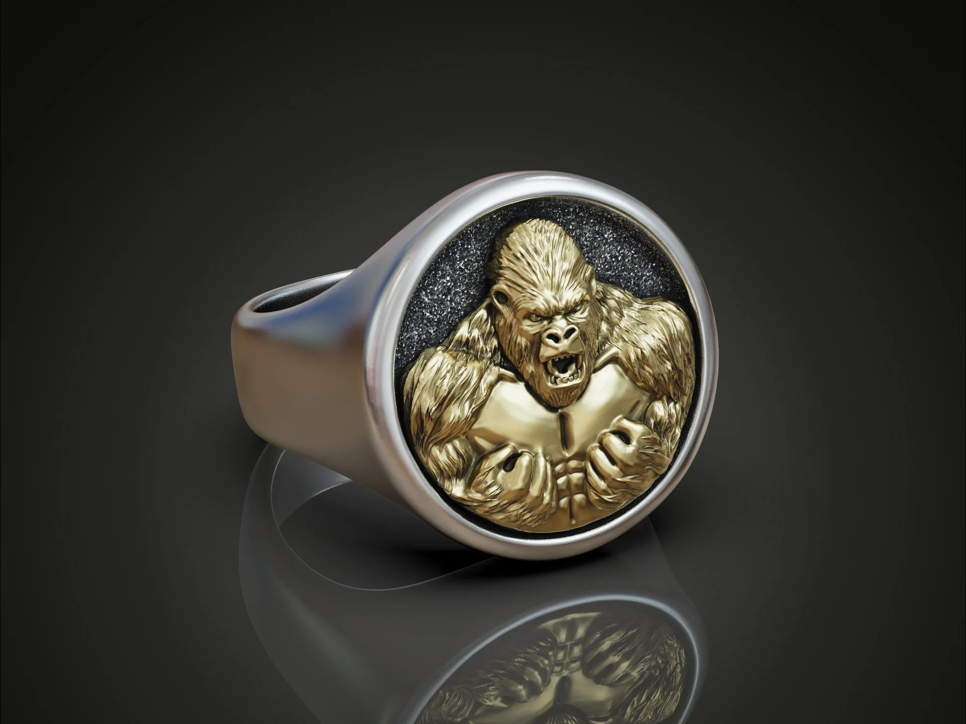 Fierce Gorilla Signet Statement Ring — view 2