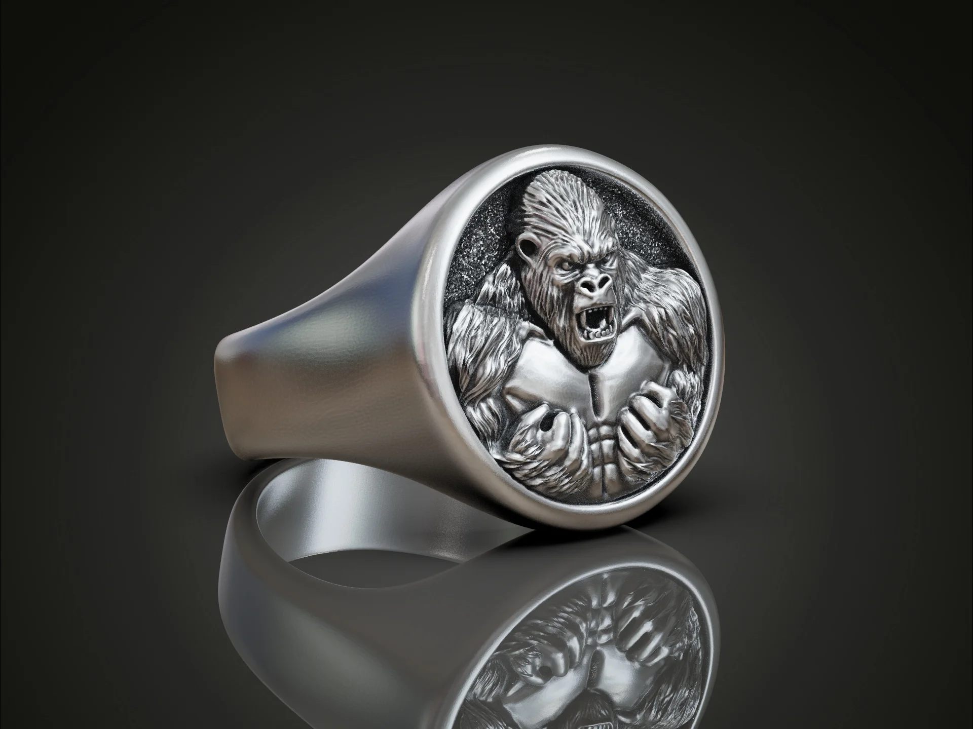 Fierce Gorilla Signet Statement Ring — view 4