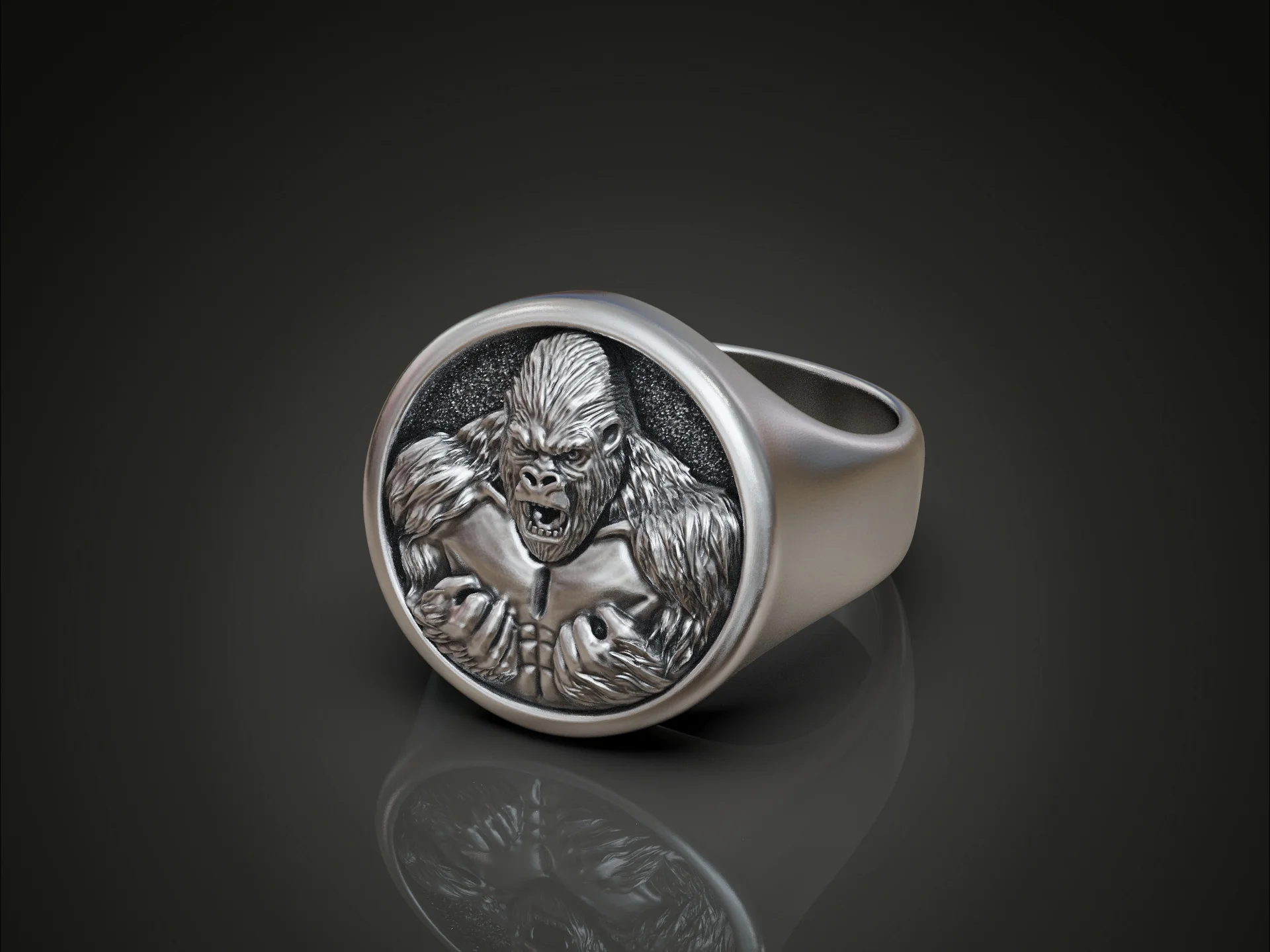 Fierce Gorilla Signet Statement Ring — view 6