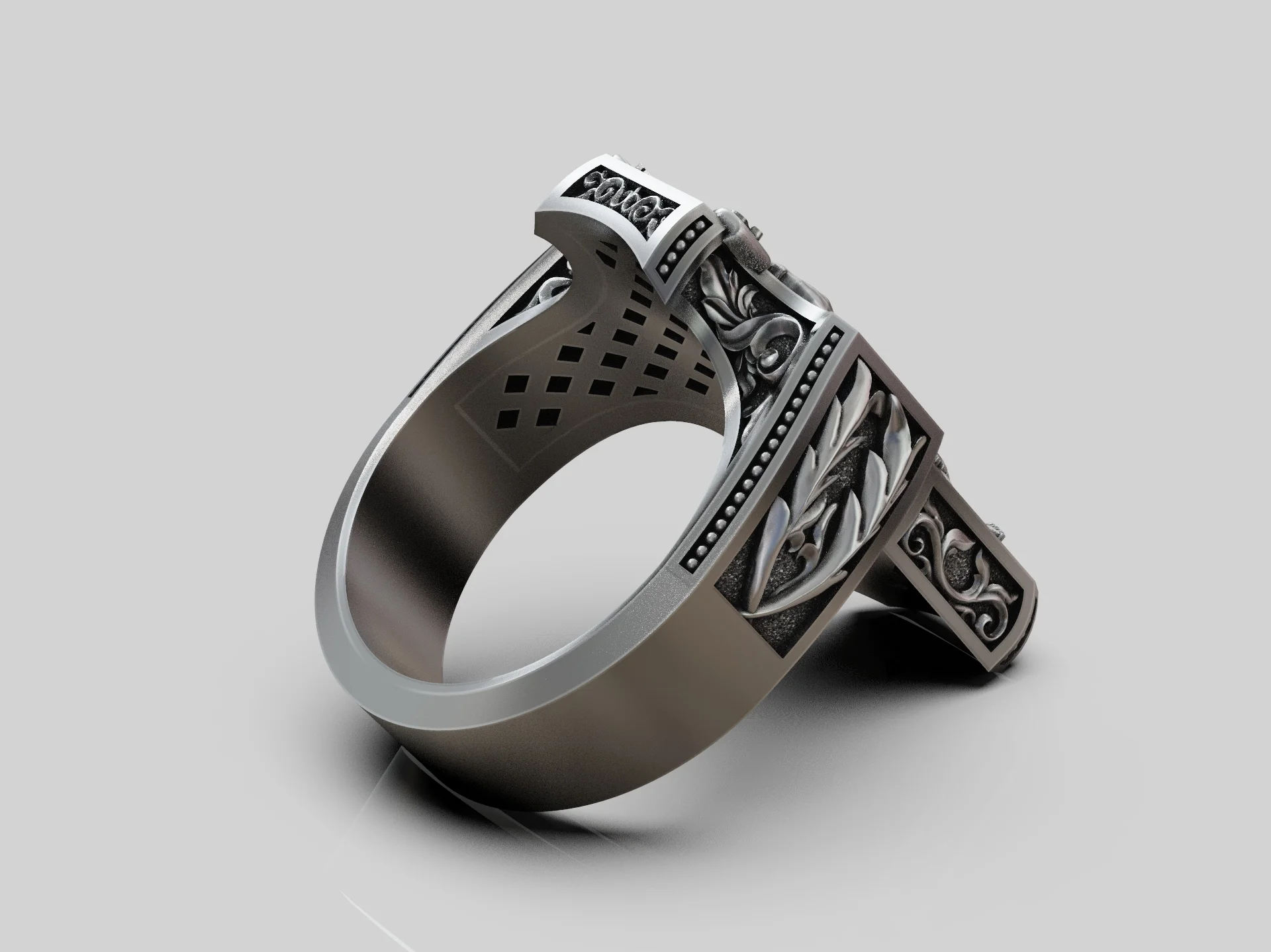 Saint Michael High-Relief Cross Signet Ring — view 6