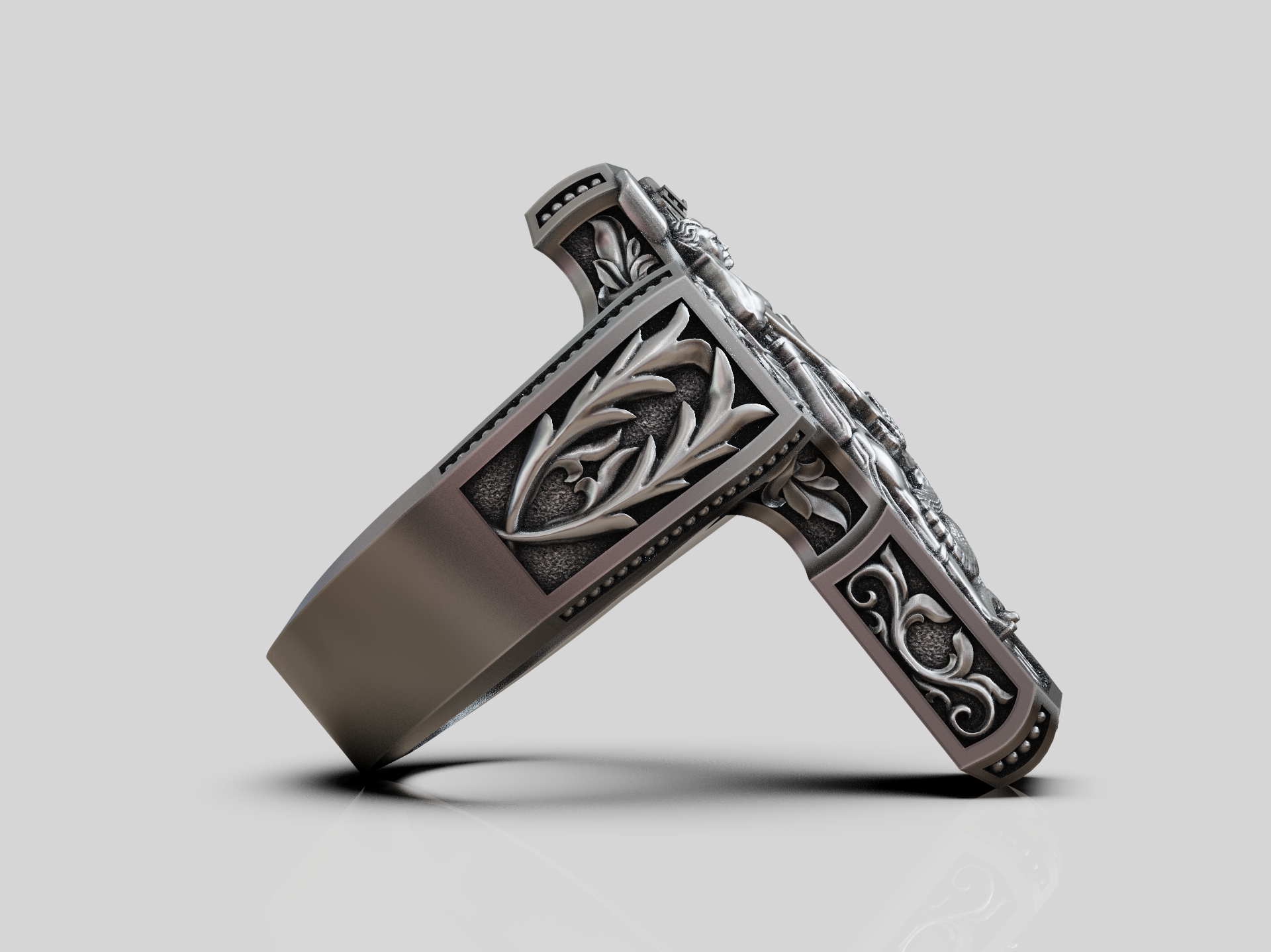 Saint Michael High-Relief Cross Signet Ring — view 4
